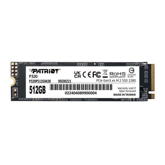 Patriot P320 512GB NVMe M.2 2280 SSD (P320P512GM28) - 3000/2200MB/s Okuma Yazma, PCIe Gen3x4, Dahili Katı Hal Sürücü