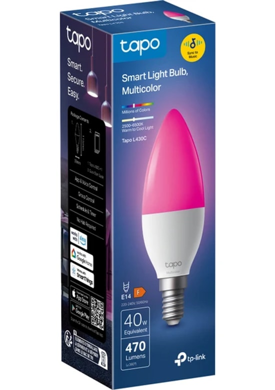 TP-Link Tapo L430C Çok Renkli Akıllı Ampul - 16 Milyon Renk, 2500K-6500K, Biyoritim, Wi-Fi, Enerji İzleme, Sesli Komut
