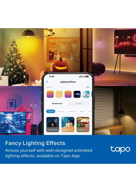 TP-Link Tapo L430C Çok Renkli Akıllı Ampul - 16 Milyon Renk, 2500K-6500K, Biyoritim, Wi-Fi, Enerji İzleme, Sesli Komut