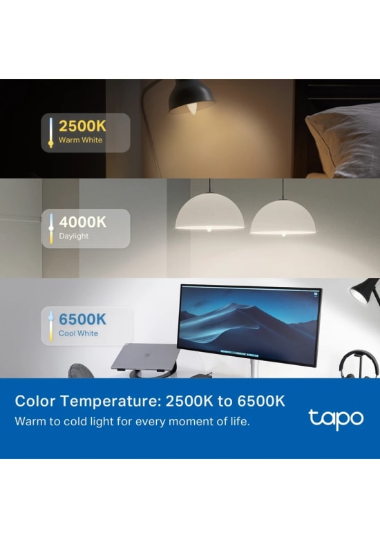 TP-Link Tapo L430C Çok Renkli Akıllı Ampul - 16 Milyon Renk, 2500K-6500K, Biyoritim, Wi-Fi, Enerji İzleme, Sesli Komut
