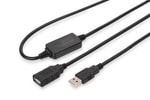 Digitus DA-73100-1 USB 2.0 10 Metre Siyah Uzatma Kablosu - USB A Erkek/Dişi, 480Mbps Veri Aktarımı, Tak Çalıştır