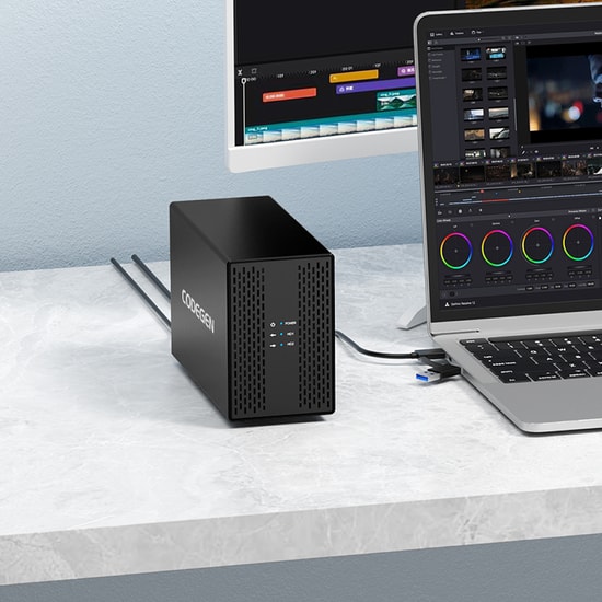 Codegen CDG-HDC-35DUO 2.5/3.5 SATA Dual Raid HDD SSD Kutusu - 2x20TB Yuvalı, USB 3.0, Alüminyum Gövde, Disk Kutusu