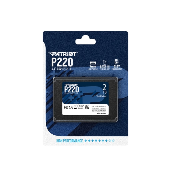 Patriot P220 2TB 2.5" SATA 3 SSD (P220S2TB25) - 550MB/s Okuma, 500MB/s Yazma, Sata III, 3D NAND, 2.5 Inç Disk