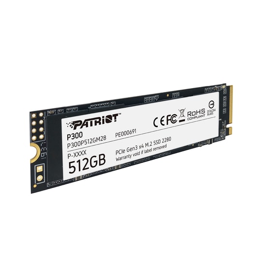Patriot P300 512GB NVMe M.2 2280 SSD (P300P512GM28) - 1700/1100MB/s, PCIe Gen3x4, 240 TBW, Dahili Katı Hal Sürücü