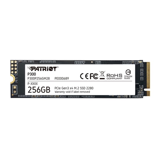 Patriot P300 256GB NVMe M.2 2280 SSD (P300P256GM28) - 1700/1100MB/s, PCIe Gen3x4, 80 TBW, Dahili Katı Hal Sürücü