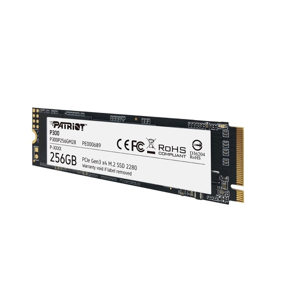 Patriot P300 256GB NVMe M.2 2280 SSD (P300P256GM28) - 1700/1100MB/s, PCIe Gen3x4, 80 TBW, Dahili Katı Hal Sürücü