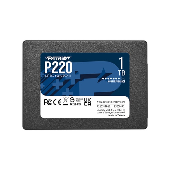 Patriot P220 1TB 2.5" SATA 3 SSD (P220S1TB25) - 550MB/s Okuma, 500MB/s Yazma, Sata III, 3D NAND, 480 TBW Disk
