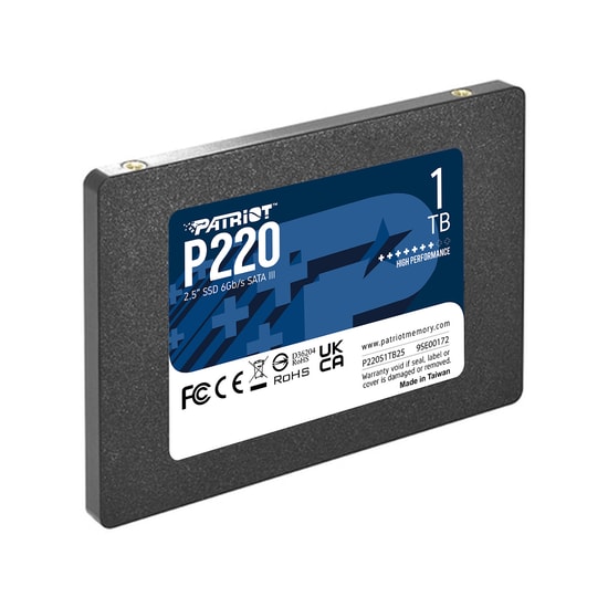 Patriot P220 1TB 2.5" SATA 3 SSD (P220S1TB25) - 550MB/s Okuma, 500MB/s Yazma, Sata III, 3D NAND, 480 TBW Disk
