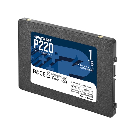 Patriot P220 1TB 2.5" SATA 3 SSD (P220S1TB25) - 550MB/s Okuma, 500MB/s Yazma, Sata III, 3D NAND, 480 TBW Disk
