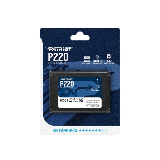 Patriot P220 1TB 2.5" SATA 3 SSD (P220S1TB25) - 550MB/s Okuma, 500MB/s Yazma, Sata III, 3D NAND, 480 TBW Disk