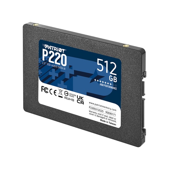 Patriot P220 512GB 2.5" SATA 3 SSD (P220S512G25) - 550MB/s Okuma, 500MB/s Yazma, Sata III, 3D NAND, 240 TBW Disk