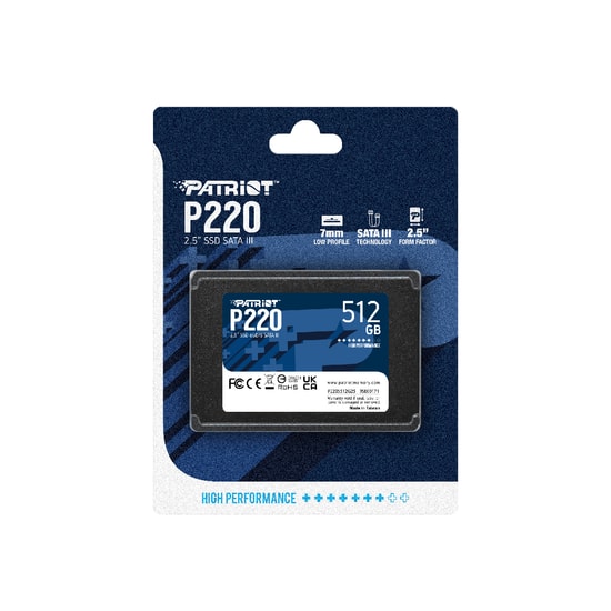 Patriot P220 512GB 2.5" SATA 3 SSD (P220S512G25) - 550MB/s Okuma, 500MB/s Yazma, Sata III, 3D NAND, 240 TBW Disk