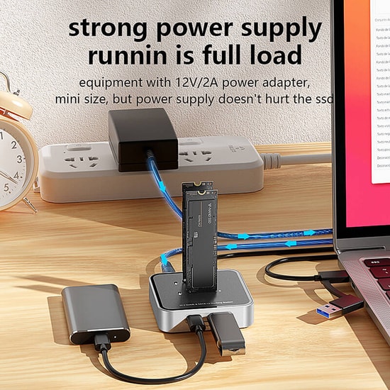 Codegen CDG-DOC-212 Çift M.2 NVMe SSD Dock İstasyonu - USB 3.1 Type-C, 10Gbps, Çift Disk Yuvalı, 0.2m Kablo