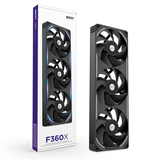 NZXT F360X Siyah 360mm Performance RGB Kasa Fanı (RF-U36PN-B1) - 3x120mm Birleşik Fan, 2400 RPM, Single Frame