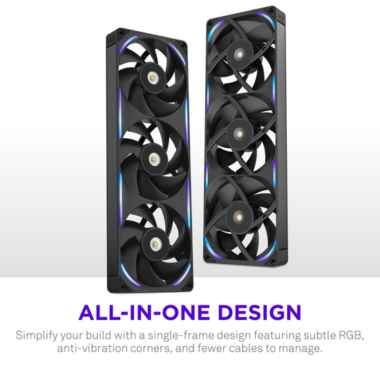 NZXT F360X Siyah 360mm Performance RGB Kasa Fanı (RF-U36PN-B1) - 3x120mm Birleşik Fan, 2400 RPM, Single Frame
