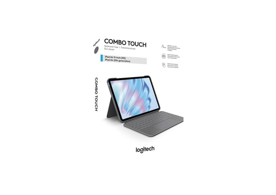 Logitech Combo Touch iPad Air 11 inç M2 Türkçe Klavyeli Kılıf (920-013126) - Aydınlatmalı, Smart Connector, Siyah