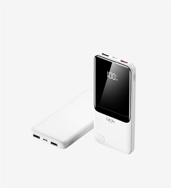 Linktech EF94 Strong 22.5W Beyaz Çevre Dostu 9000mAh Powerbank - Type C, Micro USB, USB A, Akım Koruma, 2.1A Hızlı Şarj