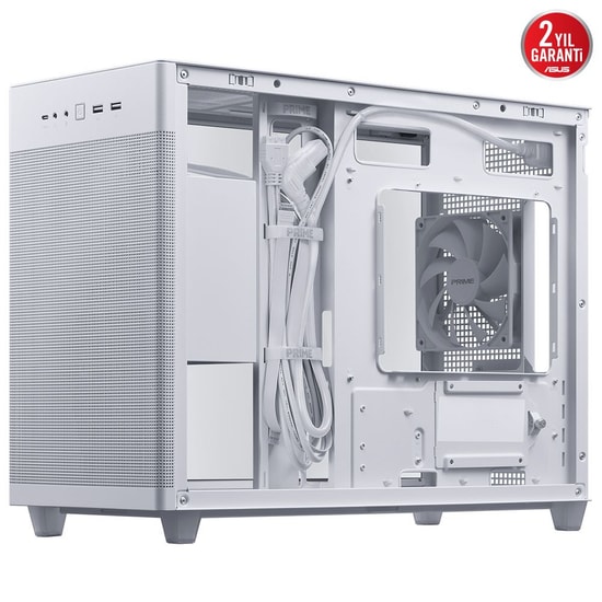 Asus PRIME-AP201-TG-BEYAZ Beyaz Micro-ATX Kasa - Temperli Cam, 1x120mm Fan, USB 3.2, Type-C, 360mm Radyatör Desteği