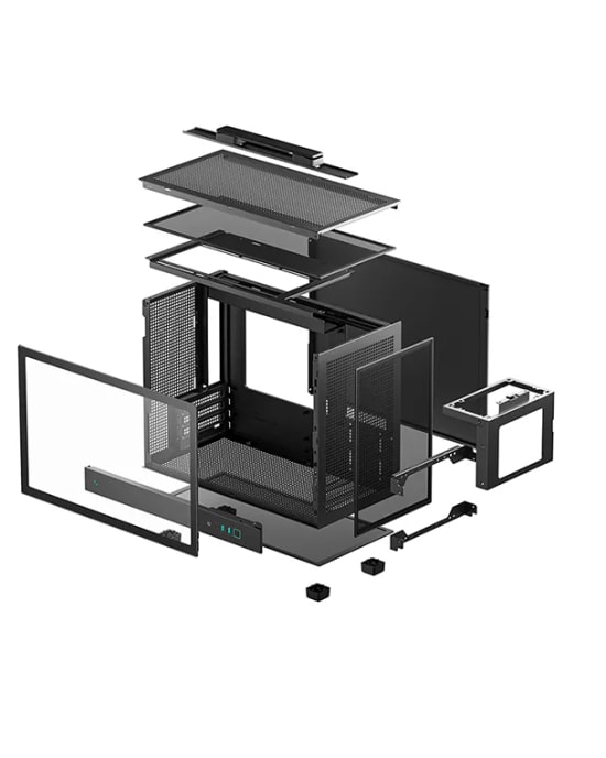 DeepCool CH160-PLUS Siyah MicroATX Kasa - 240mm Radyatör Desteği, 342mm GPU Alanı, Kompakt Tasarım, Yüksek Hava Akışı
