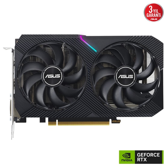 Asus Dual GeForce RTX 3050 V2 OC 8GB GDDR6 Ekran Kartı (DUAL-RTX3050-O8G-V2) - 128 Bit, 1852MHz, HDMI, DP, DVI