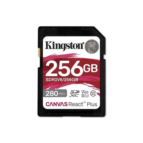 Kingston 256GB Canvas React Plus SDXC (SDR2V6/256GB) - 280MB/s Okuma, 150MB/s Yazma, UHS-II, U3, V60 Hafıza Kartı