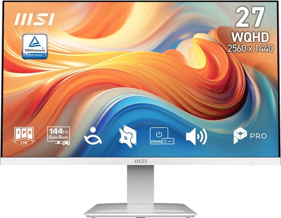 MSI PRO MP273QW E14 27" 144Hz 1ms WQHD IPS Beyaz Monitör - 2560x1440, 16:9 Flat, Adaptive-Sync, HDMI, DP, Hoparlör