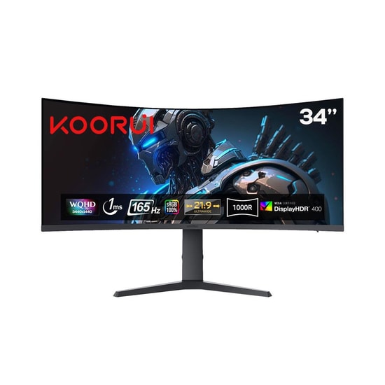 Koorui 34E6UC 34" WQHD Curved 165Hz 1ms Siyah Oyuncu Monitörü - 3440x1440, VA Panel, FreeSync, G-Sync, Vesa Dahil