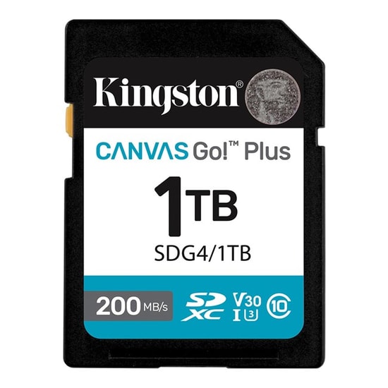 Kingston 1TB Canvas Go Plus SDXC (SDG4/1TB) - 200MB/s Okuma, 160MB/s Yazma, C10, UHS-I, U3, V30, 4K Video Kartı