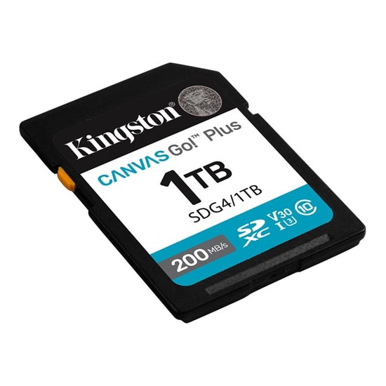 Kingston 1TB Canvas Go Plus SDXC (SDG4/1TB) - 200MB/s Okuma, 160MB/s Yazma, C10, UHS-I, U3, V30, 4K Video Kartı