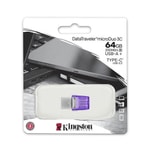 Kingston DataTraveler MicroDuo 3C 64GB USB 3.2 Gen 1 Flash Bellek (DTDUO3CG3/64GB) - 200MB/s Hız, Type-A & Type-C