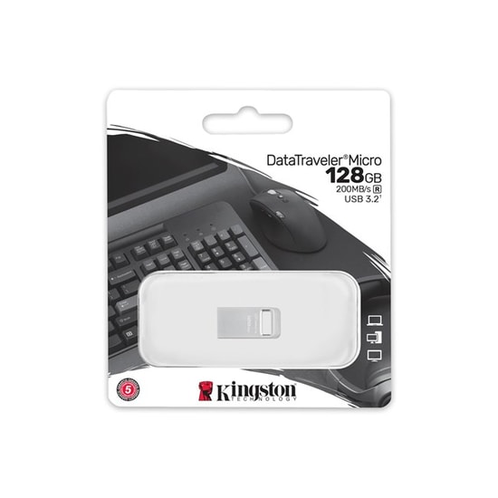 Kingston DataTraveler Micro 128GB USB 3.2 Gen 1 Flash Bellek (DTMC3G2/128GB) - 200MB/s Okuma, Metal Tasarım