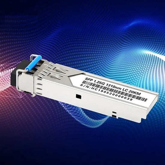 Ezcool SM-D-0020-SFP-GBIC Single Mod SFP Fiber Modül - 20km Menzil, 1000Base-LX, SC/LC Konnektör Destekli Modül