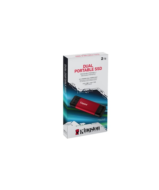 Kingston SPSD 2TB Dual USB-A/C Taşınabilir SSD (SPSD/2TB) - USB 3.2 Gen 2, 1050/950MB/s Hız, Kompakt Kırmızı Gövde
