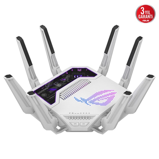 Asus ROG Rapture GT-BE19000-AI Tri-Band WiFi 7 Gaming Router - BE19000, 8 Anten, 2.6GHz CPU, AiMesh, ROG RGB