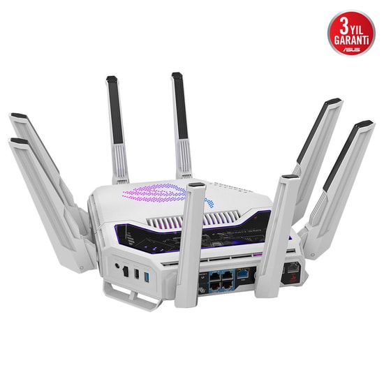 Asus ROG Rapture GT-BE19000-AI Tri-Band WiFi 7 Gaming Router - BE19000, 8 Anten, 2.6GHz CPU, AiMesh, ROG RGB