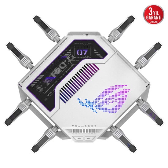 Asus ROG Rapture GT-BE19000-AI Tri-Band WiFi 7 Gaming Router - BE19000, 8 Anten, 2.6GHz CPU, AiMesh, ROG RGB