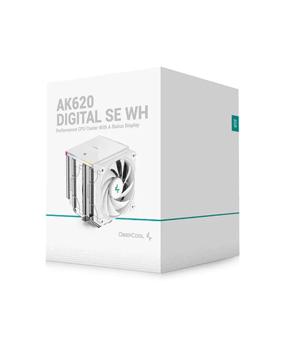 DeepCool AK620 DIGITAL SE WH Beyaz İşlemci Soğutucu - Çift 120mm PWM Fan, Dijital Ekran, Intel-AMD Uyumlu