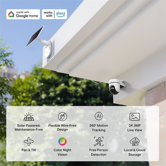TP-Link Tapo C610 KIT 3MP 4mm Solar Pan-Tilt Güvenlik Kamerası - 10m Renkli Gece Görüşü, Çift Yönlü Ses, Alarm