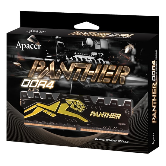 Apacer Panther 8GB (1x8GB) 3200MHz CL16 DDR4 Gaming Ram (AH4U08G32C28Y7GAA-1) - Black-Gold, Masaüstü Bellek