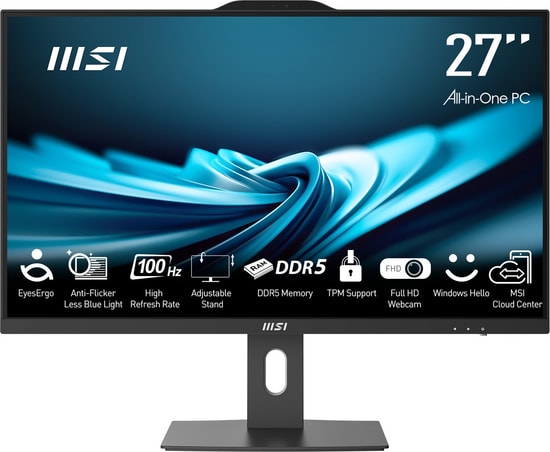 MSI PRO AP272P 27" FHD AIO PC (14M-867XEU) - Intel i5-14400, 16GB DDR5, 512GB SSD, FreeDOS, Siyah Bilgisayar