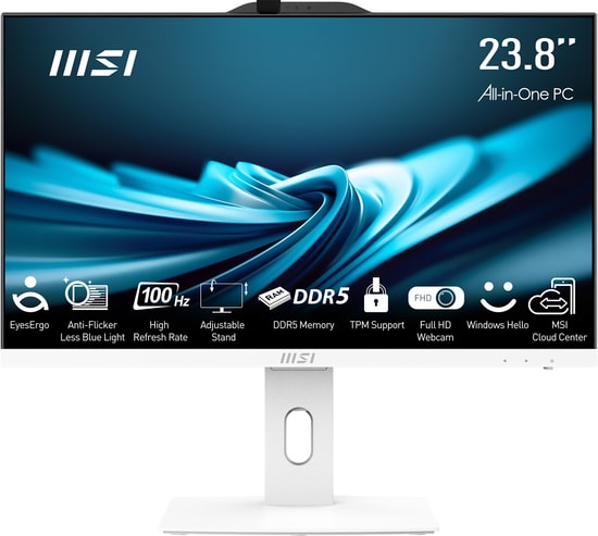 MSI PRO AP242P 14M-1201EU 23.8" FHD AIO PC - Intel i5-14400, 16GB DDR5, 512GB SSD, FreeDOS, Beyaz Bilgisayar