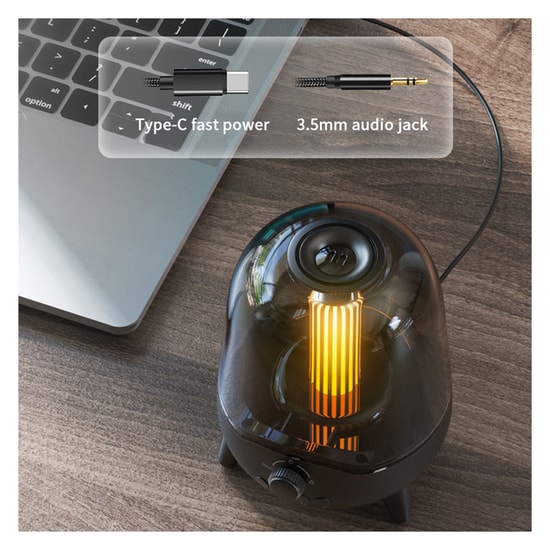 Nettech LP-20 Siyah Gece Lambalı Müzik Kutusu Kablosuz Hoparlör - FM Radyo, MP3 Player, Led Işık, 10m Bluetooth