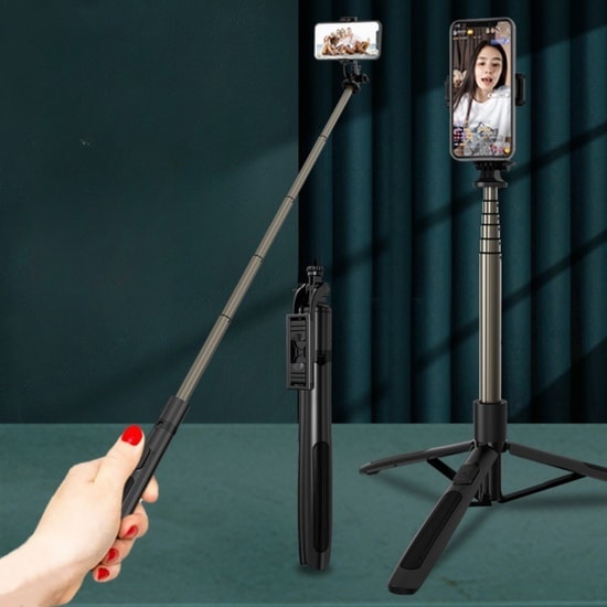 Nettech Q05 Taşınabilir Selfie Çubuk Monopod (NT-109893) - Siyah, Alüminyum Gövde, Bluetooth, Uzaktan Kumandalı