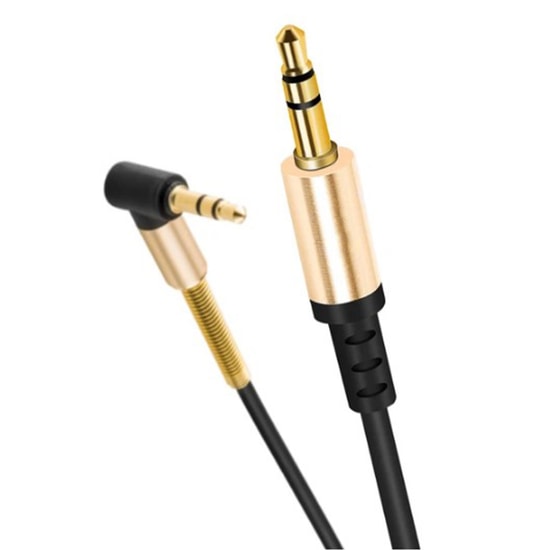 Nettech NT-103389 GOLD Between İp Örgü 100cm Aux Kablo - 3.5mm Stereo Ses Aktarımı, Altın Kaplama Uçlar, Gold