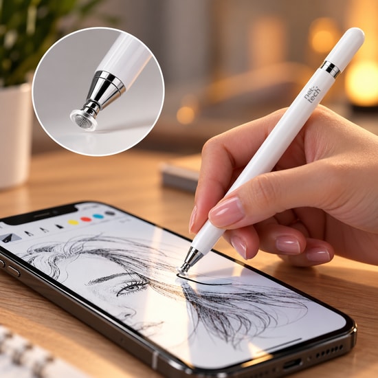 Nettech NT-PN03 Dokunmatik Kalem (NT-119311) - Beyaz, Alüminyum Gövde, Telefon Uyumlu, Hassas Kontrol, Şık Tasarım