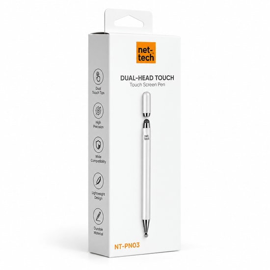 Nettech NT-PN03 Dokunmatik Kalem (NT-119311) - Beyaz, Alüminyum Gövde, Telefon Uyumlu, Hassas Kontrol, Şık Tasarım