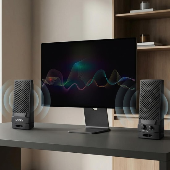 Snopy SN-510 1+1 3W Siyah USB Hoparlör - 2.0 Stereo Ses, Plastik Gövde, Kulaklık Girişi, Kompakt Masaüstü Tasarım 3W RMS