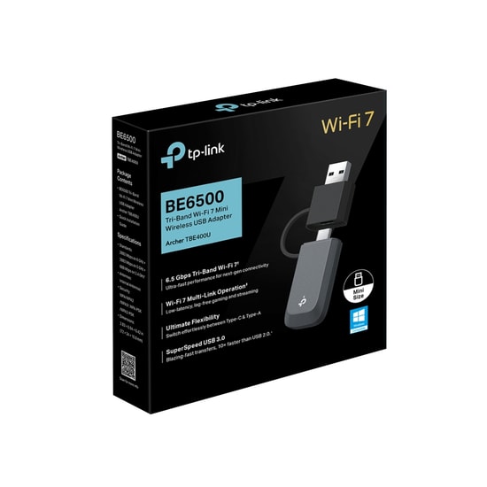 TP-Link Archer TBE400U BE6500 Wi-Fi 7 Mini USB Ağ Adaptörü - 6500Mbps, Tri-Band, MU-MIMO, USB 3.0, Ultra Küçük