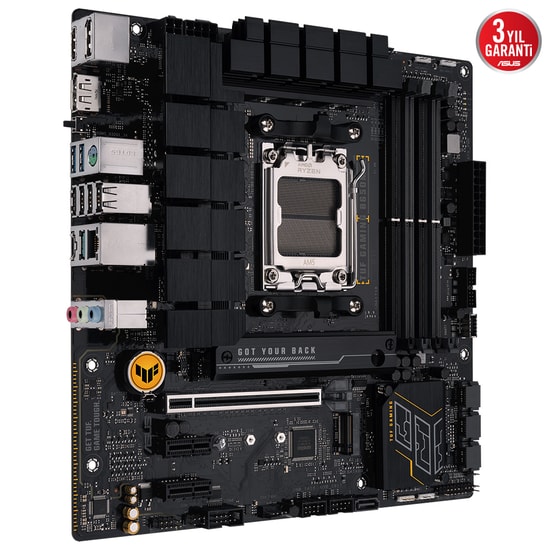 Asus TUF GAMING B650M-E AM5 DDR5 mATX Anakart - B650, 6400MHz, HDMI, 2xDP, Çift M.2, 2.5Gbit LAN, Aura RGB, USB 3.2