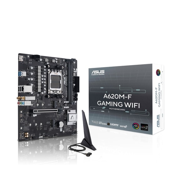 Asus EX-A620M-V7 WIFI AM5 DDR5 Anakart - AMD A620, 8000MHz, HDMI, Çift M.2, 2.5Gbit LAN, WiFi 6E, mATX, Aura RGB